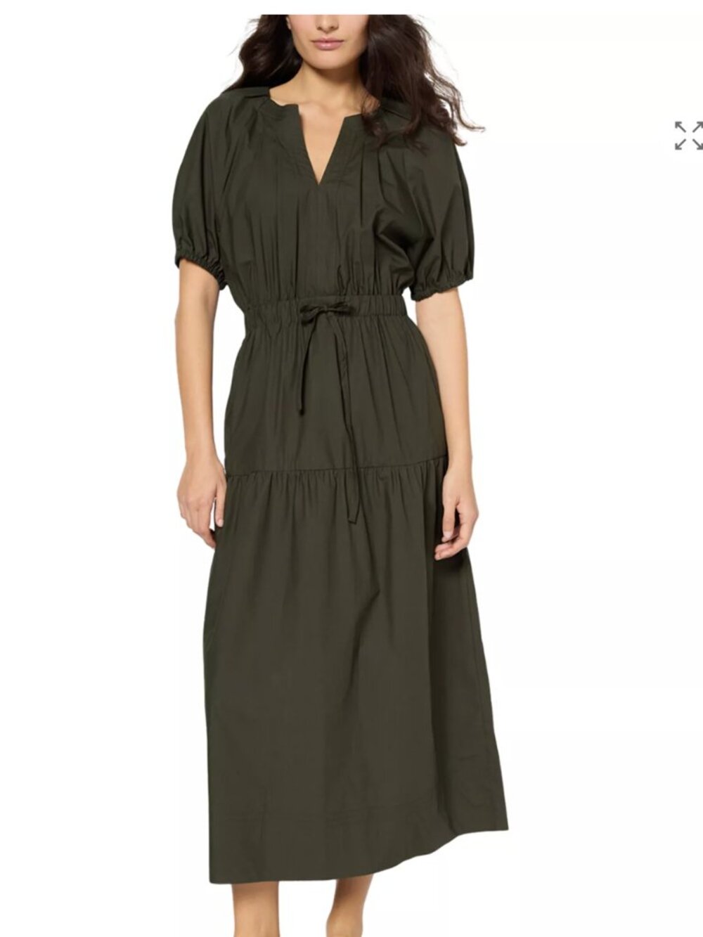 Gerard Darel Olive Green Maxi Tiered Dress